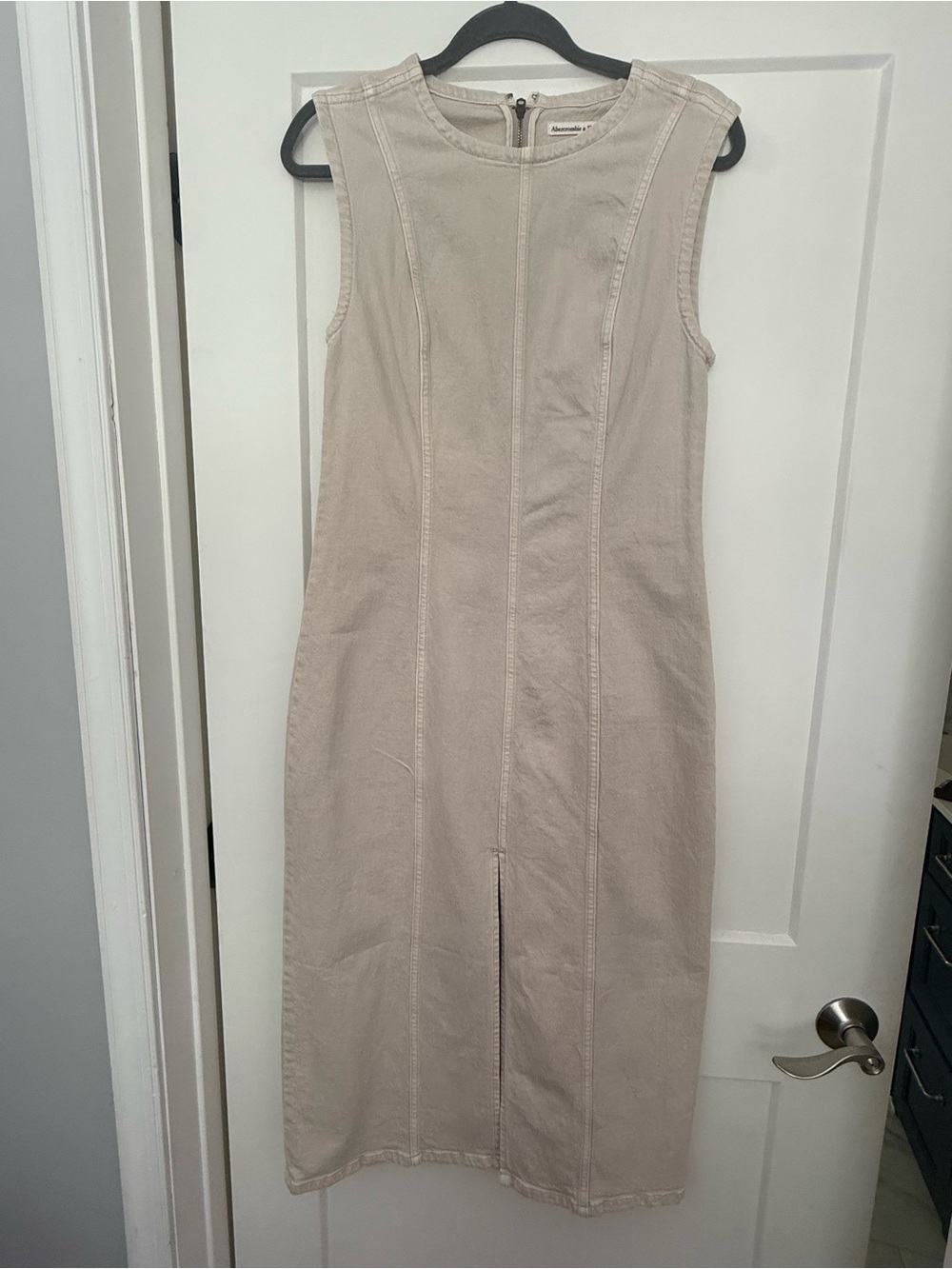 Abercrombie & Fitch Sleeveless Off White Denim Midi Dress
